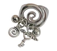 ZEPFJHE Anillos huecos modernos con fecha helicoidal, ajuste cómodo, textura de acero inoxidable para mujeres jóvenes y modernas, acero inoxidable helicoidal