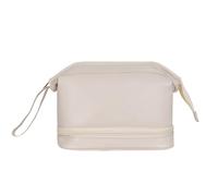 ZEPFJHE Bolsa de maquillaje de doble capa para mujeres y niñas, bolsa de cosméticos de gran capacidad, organizadores de cosméticos, artículos de tocador de piel sintética, artículos de tocador de gran