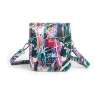 ZEPFJHE Bolsa portátil para cámara, pequeña funda para cámara, bolsa de hombro colorida de piel sintética con patrón de moda para Mini12, Graffiti de color, Juego de equipaje