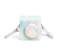 ZEPFJHE Bolsa portátil para cámara, pequeña funda para cámara, bolsa de hombro colorida de piel sintética con patrón de moda para Mini12, Dream Bubble, Juego de equipaje