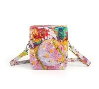 ZEPFJHE Bolsa portátil para cámara, pequeña funda para cámara, bolsa de hombro colorida de piel sintética con patrón de moda para Mini12, Pintura al óleo abstracta, Juego de equipaje