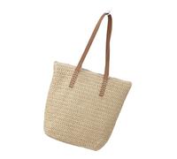 ZEPFJHE Bolsa tejida de moda con espaciosas bolsas de hombro interiores, bolso informal para playa, piscina, trabajo y uso diario, beige, One Size