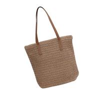 ZEPFJHE Bolsa tejida de moda con espaciosas bolsas de hombro interiores, bolso informal para playa, piscina, trabajo y uso diario, Khaki, One Size