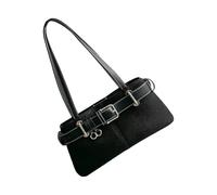 ZEPFJHE Bolso de hombro ligero para las axilas con hebilla y detalle de cinturón, bolso de trabajo para uso diario, esencial para uso diario, bolso de hombro de poliuretano para mujer, Black, One Size