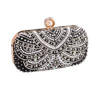 ZEPFJHE Bolso de noche para mujer, elegante, para banquete, bolso de mano, correa de cadena, bandolera, con diamantes de imitación, para boda, mujer, elegante, bolso de mano para banquete, Black, One