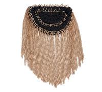 ZEPFJHE Borlas de metal con flecos, perlas de charretera, diamantes de imitación, insignias de hombro para mujeres y hombres, accesorio de decoración de uniforme de fiesta, accesorios de vestido de