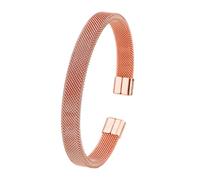 ZEPFJHE Brazalete contemporáneo de acero inoxidable con extremo abierto con patrón de malla, unisex, accesorio diario en forma de C, accesorio ligero y cómodo para la muñeca, talla única, como se
