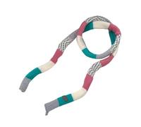 ZEPFJHE Bufanda de punto para mujer, cinturón largo y delgado, corbata para el cuello, bufanda para niñas, accesorios para fotos, pañuelo largo, tendencia de los años 2000, Rosa, blanco y gris, M