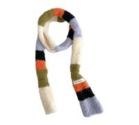 ZEPFJHE Bufanda de punto para mujer, cinturón largo y delgado, corbata para el cuello, bufanda para niñas, accesorios para fotos, pañuelo largo, tendencia de los años 2000, Naranja, morado y verde, M