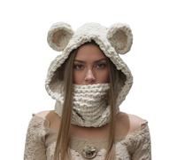 ZEPFJHE Bufanda tejida con orejas de oso para invierno, cálida, térmica, para el cuello, para mujer, deportes de nieve y actividades al aire libre, bufanda de punto, blanco, Talla única