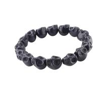 ZEPFJHE Cadena de mano con cuentas de calavera artística, piedras turquesas, accesorio elegante y versátil, pulsera de piedra ligera, no conformista, elegante accesorio de muñeca, One Size, como se