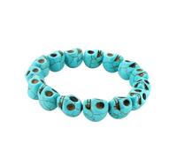 ZEPFJHE Cadena de mano con cuentas de calavera artística, piedras turquesas, accesorio elegante y versátil, pulsera de piedra ligera, no conformista, elegante accesorio de muñeca, One Size, como se