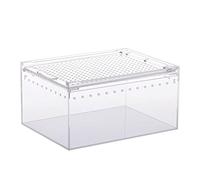 ZEPFJHE Caja de alimentación para mascotas pequeñas, lagartos con cuernos, caracol, serpiente, caja transparente, diseño de gusanos de seda, crianza de serpientes, cría grande