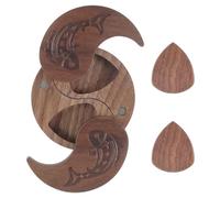 ZEPFJHE Caja de almacenamiento portátil para púas de guitarra, contenedor de madera giratorio abierto para púas de guitarra, caja de madera fácil de transportar, d