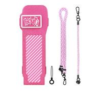 ZEPFJHE Caja de almacenamiento rígida para bolsillo 3 cámaras, funda protectora portátil de transporte, accesorios extendidos, carcasa protectora, rosa roja