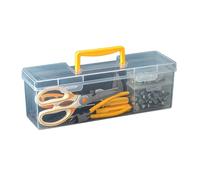 ZEPFJHE Caja organizadora transparente multiusos para el hogar, asa de fácil transporte y caja de herramientas de construcción, almacenamiento de herramientas para clavos y tornillos