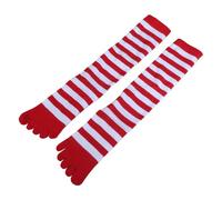 ZEPFJHE Calcetines de pantorrilla con 5 dedos para mujer, con estampado de rayas coloridas y arcoíris, calcetines deportivos para hombre, Tiras rojas y blancas, Talla única