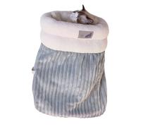 ZEPFJHE Cama de terciopelo cálido para gatos, forro de felpa, nido de gatos para invierno, cómodo saco de dormir con forma de barril, para clima frío, cama cálida