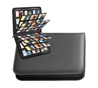ZEPFJHE Carpeta de tarjetas de 9 bolsillos con cierre seguro para almacenamiento de tarjetas intercambiables en fundas transparentes, colección permanente de tarjetas