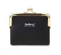 ZEPFJHE Cartera corta de poliuretano para mujer con bolsillo para guardar tarjetas, Black