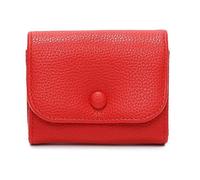 ZEPFJHE Cartera de estilo coreano, elegante monedero corto de piel sintética, monedero pequeño con soporte para todos los días, cambio de estilo coreano, elegante con soporte, Red, Mass Beauty