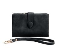 ZEPFJHE Cartera pequeña y compacta de piel sintética con bolsillo para mujer, Black