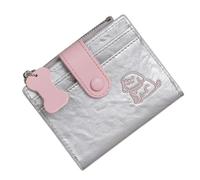 ZEPFJHE Cartera simple plegable de piel sintética, cartera fina y corta, pequeña cartera para dinero en efectivo, bolsa compacta, Silver