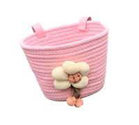 ZEPFJHE Cesta frontal para bicicletas para niños y niñas, cesta de cuerda suave tejida para bicicletas, contenedor de almacenamiento ajustable para manillar, fácil de instalar, cesta de manillar