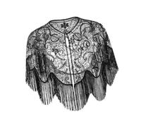 ZEPFJHE Chal con purpurina con temática de los años veinte con flecos colgantes, cubierta de hombro formal, Negro, Talla única