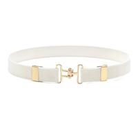 ZEPFJHE Cinturón de equitación flexible para niños, suave, elástico, ajustable, hebilla de gancho de metal, cinturón elástico para niños, deportes y equitación, cinturón elástico para niños, blanco