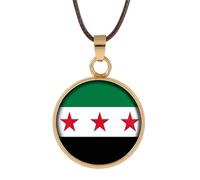 ZEPFJHE Collar con colgante de bandera de Siria, cadena de cuello de moda, joyería para el cuello, llavero para hombre y mujer, colgante de identidad cultural, talla única, como se describe, como se