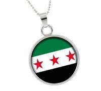 ZEPFJHE Collar con colgante de bandera de Siria, cadena de cuello de moda, joyería para el cuello, llavero para hombre y mujer, colgante de identidad cultural, talla única, como se describe, como se