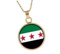 ZEPFJHE Collar con colgante de bandera de Siria, cadena de cuello de moda, joyería para el cuello, llavero para hombre y mujer, colgante de identidad cultural, talla única, como se describe, como se