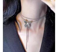 ZEPFJHE Collar de borlas de mariposa de estilo coreano de moda con diseños extraíbles, decoración para uso casual y de fiesta, accesorios de moda para mujer, talla única, como se describe, como se