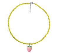 ZEPFJHE Collar de cuentas de resina ajustable con colgante de fruta, cadena de clavícula de cuentas coloridas, joyería elegante para los amantes de la moda, joyería de playa de moda, talla única, como
