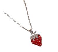 ZEPFJHE Collar simple con colgante de moda con forma de fresa, joyería para el cuello para pareja joven o amigo cercano, joyería elegante para citas, talla única, como se describe, como se describe