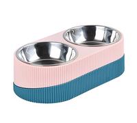 ZEPFJHE Cuencos dobles para perros de acero inoxidable para alimentos y agua, soporte de alimentación lenta, estación de alimentación para mascotas, desmontable, fácil de limpiar
