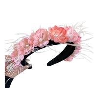 ZEPFJHE Diadema colorida con plumas y flores, accesorios elegantes para el cabello para mujeres y niñas, accesorios coloridos para el cabello