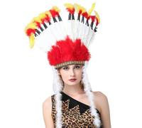 ZEPFJHE Diadema de accesorios de fiesta de carnaval para MardiGras, accesorios de vacaciones, diadema con plumas, para adultos, juego de rol, diadema india, tocado temático de fiesta