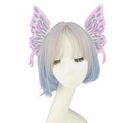 ZEPFJHE Diadema de alas de hadas adornadas con perlas barrocas para el pelo delicado, joyería de malla para cosplay renacentista, fotografía, diadema de alas de hadas