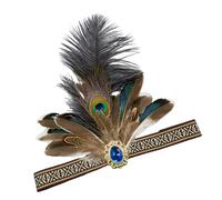 ZEPFJHE Diadema de carnaval con plumas, accesorios para fiestas de carnavales, diadema india de los años 20, accesorios de flapper, elegante tocado