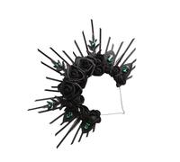 ZEPFJHE Diadema de rosas góticas de moda, elegante diadema adornada con rosas, atractiva para declaraciones de moda únicas, festivales, moda