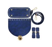 ZEPFJHE Diys - Juego de bolsas de piel sintética para tejer bolsas de cuero, correa de hombro, cubierta de solapa para bolsas de hombro, bolsos huecos, azul real
