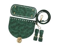 ZEPFJHE Diys - Juego de bolsas de piel sintética para tejer bolsas de cuero, correa de hombro, cubierta de solapa para bolsas de hombro, bolsos huecos, verde oscuro