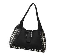 ZEPFJHE Elegante bolso de hombro de poliuretano, bolso informal listo para festivales, bolsas de axilas para fiestas y festivales, elegante bolsa de axilas, Black, One Size