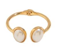 ZEPFJHE Elegante brazalete abierto con perlas y acento de metal, elegante adorno para un estilo elegante y elegante joyería de oficina de moda, talla única, como se describe