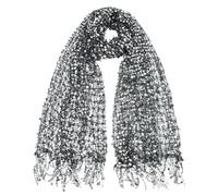 ZEPFJHE Elegante bufanda de novia con lentejuelas brillantes con borlas para boda, noche, fiesta, danza del vientre, accesorios, Negro, M