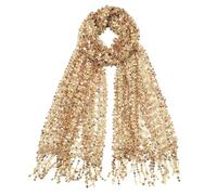 ZEPFJHE Elegante bufanda de novia con lentejuelas brillantes con borlas para boda, noche, fiesta, danza del vientre, accesorios, dorado, M
