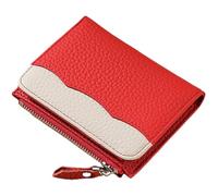 ZEPFJHE Elegante cartera pequeña para mujer con bloqueo, bolsa de dinero portátil y llamativa tarjetero de piel sintética para mujer, Red