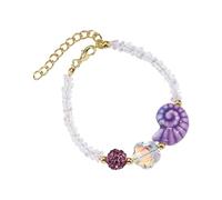 ZEPFJHE Elegante colgante de caracol de cerámica ajustable con temática marina con cuentas de cristal para uso diario, talla única, como se describe